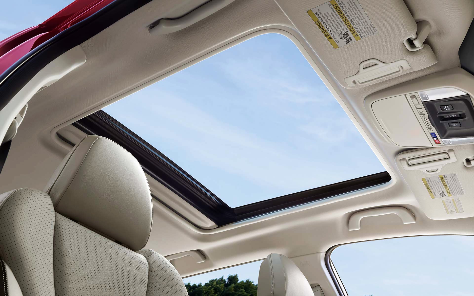 A view through the power sliding panoramic moonroof on the 2022 Forester Sport. | Fuccillo Subaru in Watertown NY