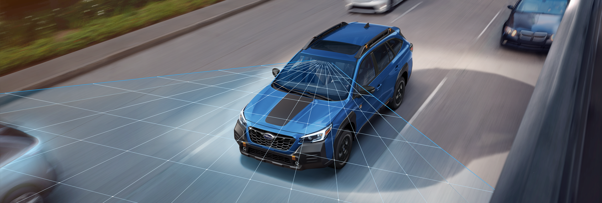 A photo illustration of the EyeSight Driver Assist Technology on the 2023 Outback Wilderness. | Fuccillo Subaru in Watertown NY